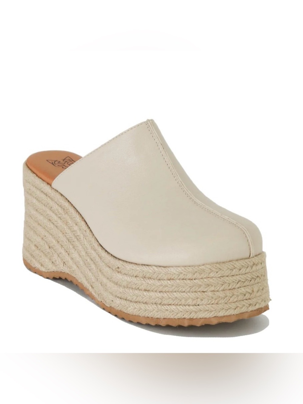 BEAST FASHION Raffia Platform Slide Closed Toe Sandal | NWT